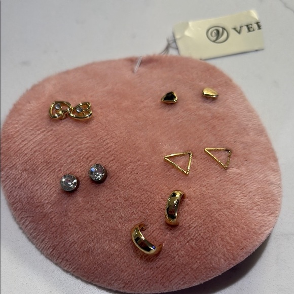 Gold and Silver Minimalist Stud Earrings - Picture 3 of 4